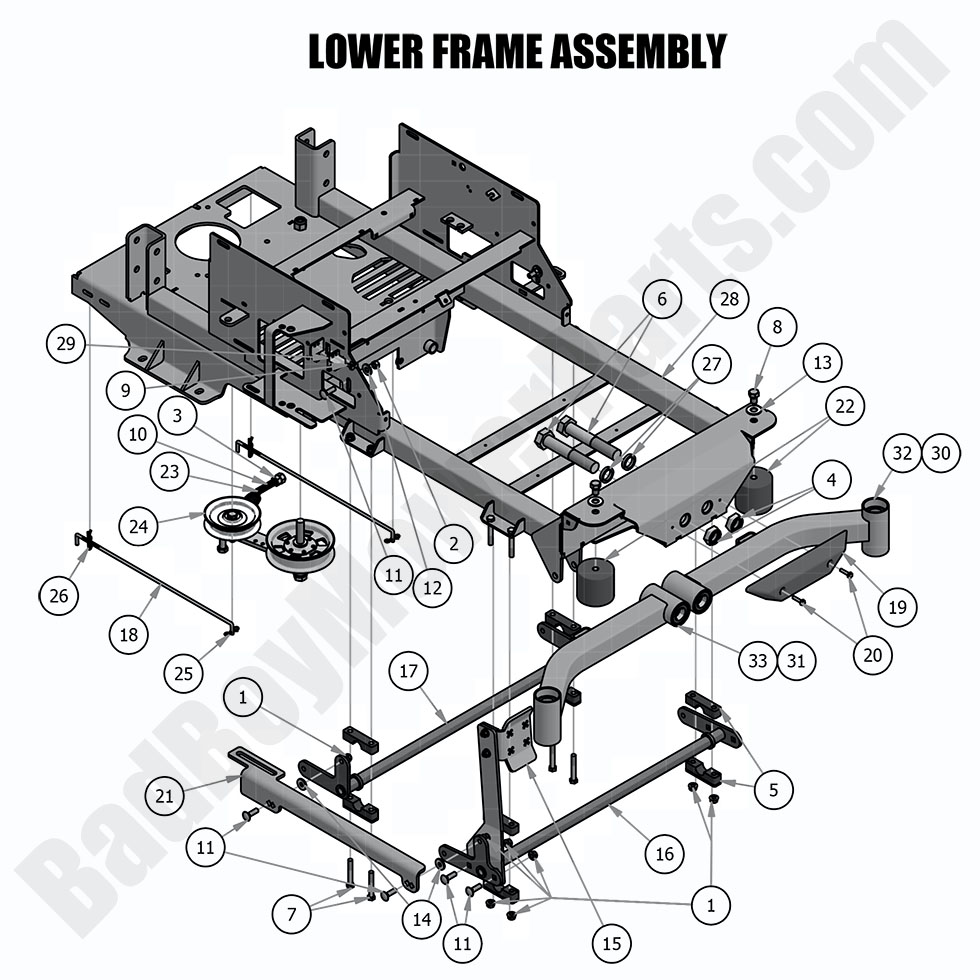 1896 - Bad Boy Mower Parts Lookup > 2019 > Maverick > Lower Frame Assembly